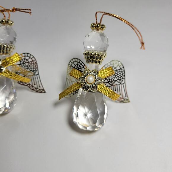 2 Vintage Avon Angelic Reflections Glass Angel Christmas Ornament - Picture 2 of 5